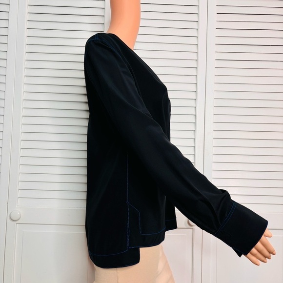 RAG & BONE Black Shields V-Neck Silk Blouse Size Medium - Picture 4 of 10